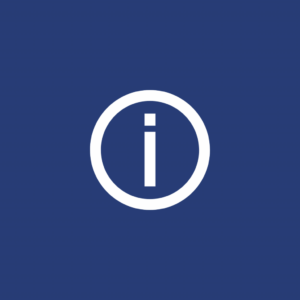 Bild mit blauem Hintergrund, ein weißes i mit einem weißen Kreis drum herum als Zeichen für wichtige Information